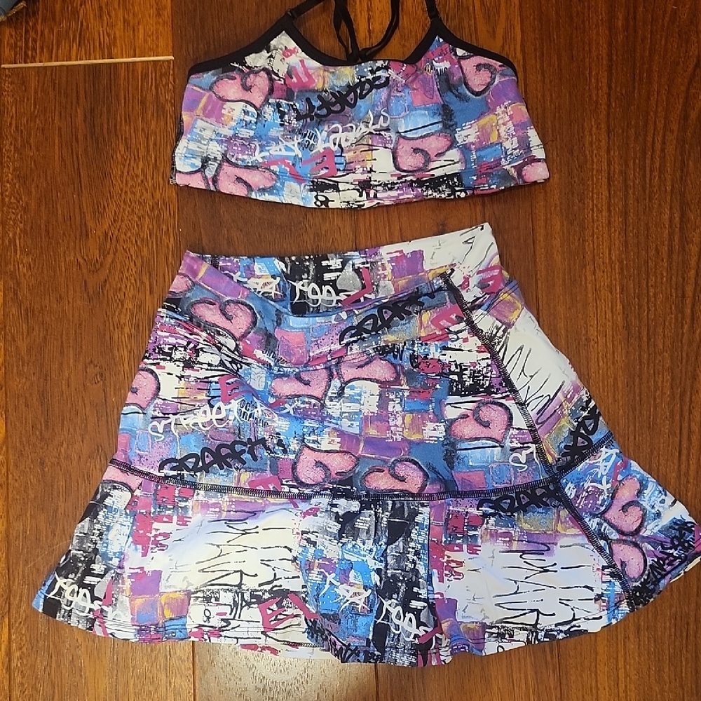 Colorful Graffiti Print Women's Two-Piece Set